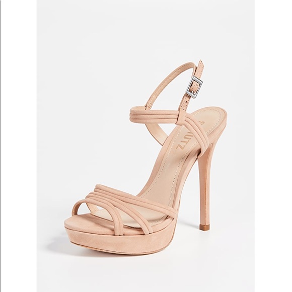 NEW • Schutz • Bogga Strap Suede Sandal Pumps Tan - Picture 2 of 9